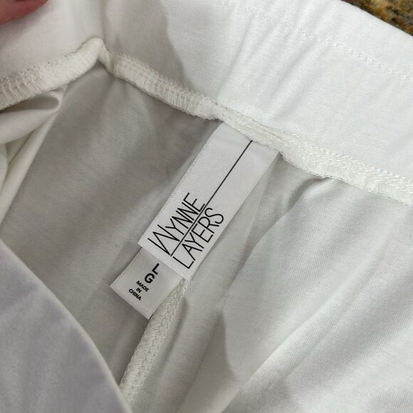 Wynne Layers Ivory Pleated Front High Rise Tapered Leg Pants Size L - Picture 5 of 10